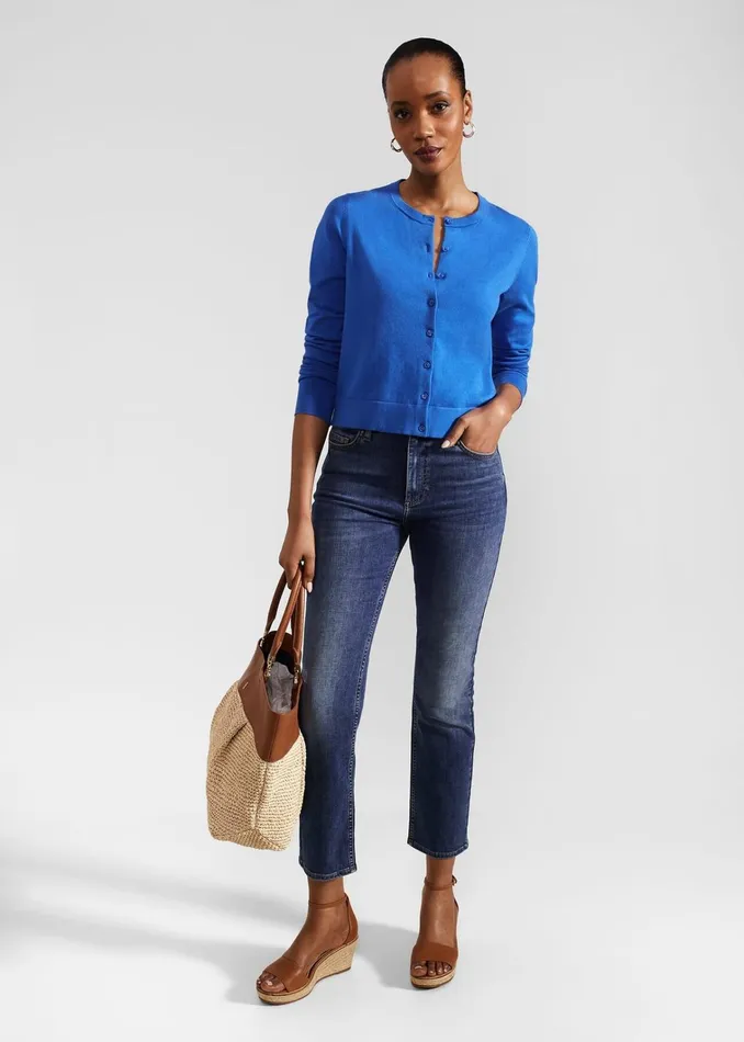 Women Michelle Cotton Cardigan Atlantic Blue Hobbs Jumpers and Cardigans