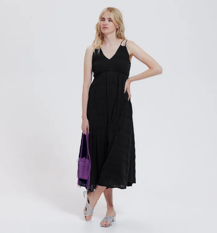 Women MidLength Strappy Dress 8211 Black Promod Dresses