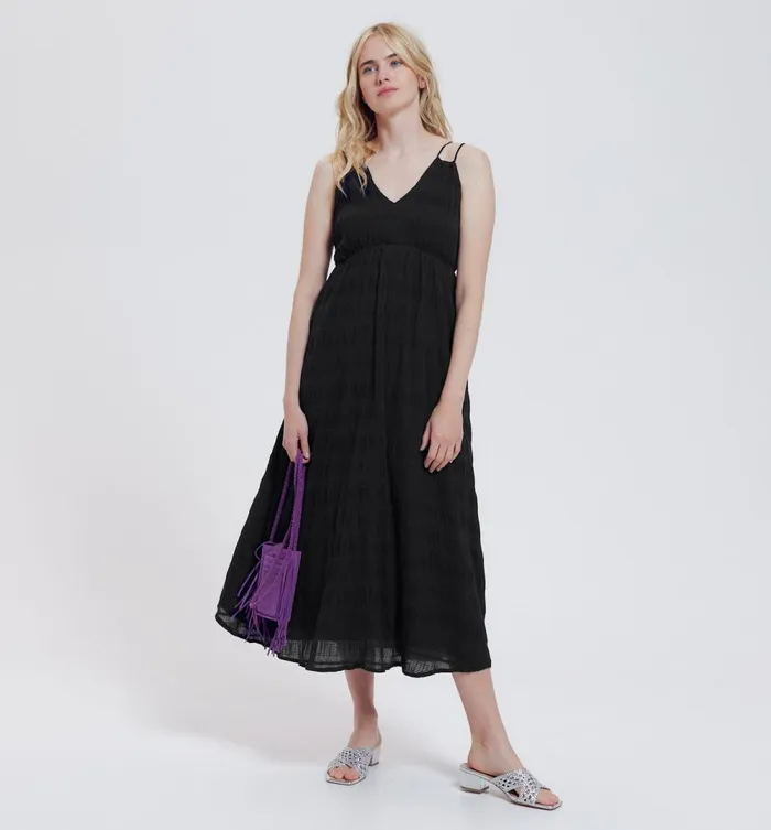 Women MidLength Strappy Dress 8211 Black Promod Dresses