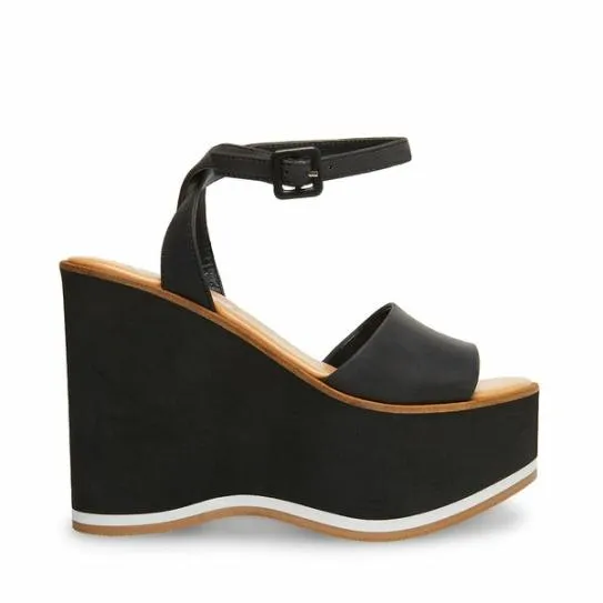 Women MILAN BLACK LEATHER Black Leather Steve Madden Sandals