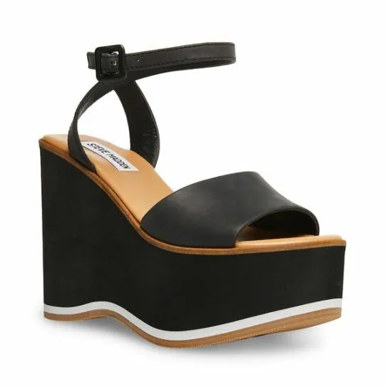 Women MILAN BLACK LEATHER Black Leather Steve Madden Sandals Women MILAN BLACK LEATHER Black Leather Steve Madden Sandals