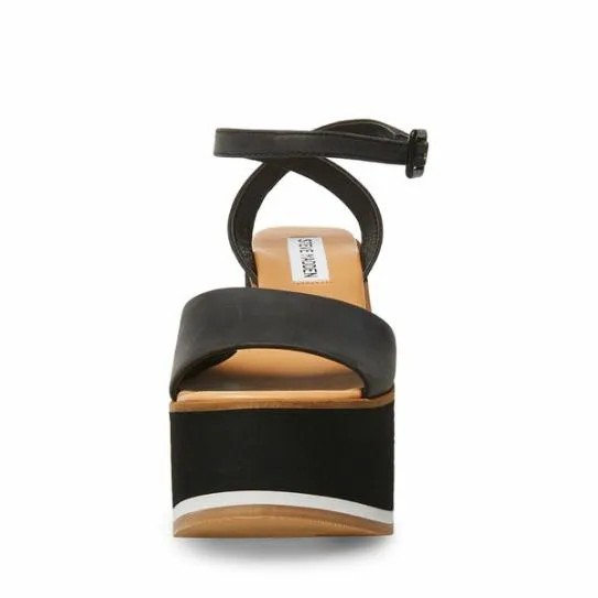 Women MILAN BLACK LEATHER Black Leather Steve Madden Sandals Women MILAN BLACK LEATHER Black Leather Steve Madden Sandals