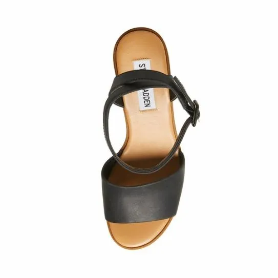 Women MILAN BLACK LEATHER Black Leather Steve Madden Sandals Women MILAN BLACK LEATHER Black Leather Steve Madden Sandals