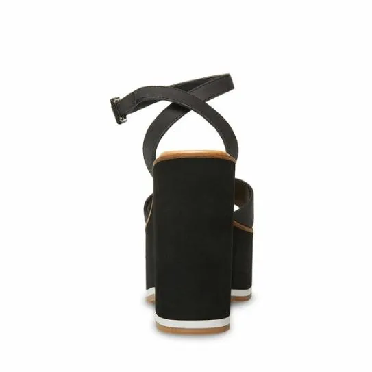 Women MILAN BLACK LEATHER Black Leather Steve Madden Sandals Women MILAN BLACK LEATHER Black Leather Steve Madden Sandals