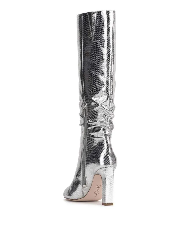 Women Minerva Knee High Boot In Silver Snake Jessica Simpson Boots and Booties
