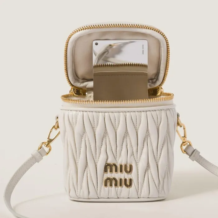 Women Mini Bags Miu Miu Matelass Nappa Leather Micro Bag White Women Mini Bags Miu Miu Matelass Nappa Leather Micro Bag White