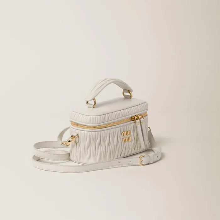 Women Mini Bags Miu Miu Matelass Nappa Leather Shoulder Bag White Women Mini Bags Miu Miu Matelass Nappa Leather Shoulder Bag White