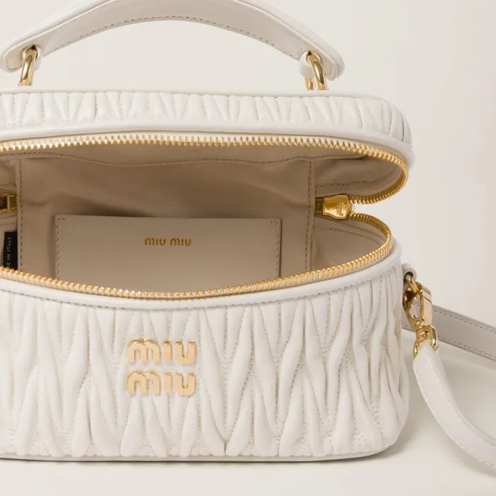 Women Mini Bags Miu Miu Matelass Nappa Leather Shoulder Bag White Women Mini Bags Miu Miu Matelass Nappa Leather Shoulder Bag White