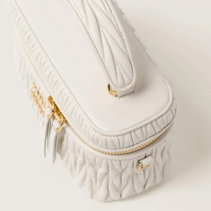 Women Mini Bags Miu Miu Matelass Nappa Leather Shoulder Bag White Women Mini Bags Miu Miu Matelass Nappa Leather Shoulder Bag White