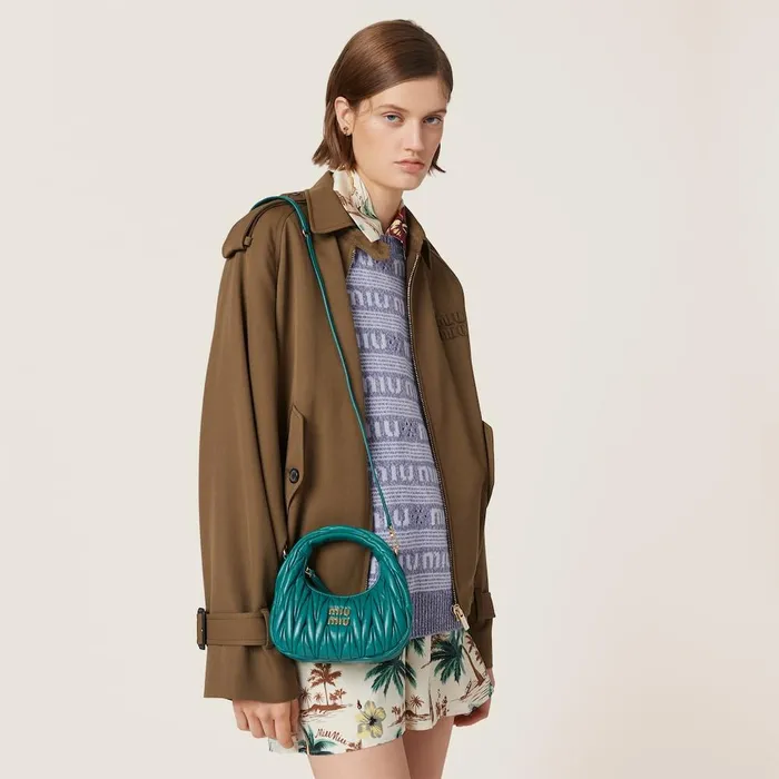 Women Mini Bags Miu Miu Wander Matelass Nappa Leather Hobo Minibag Lagoon Blue Women Mini Bags Miu Miu Wander Matelass Nappa Leather Hobo Minibag Lagoon Blue