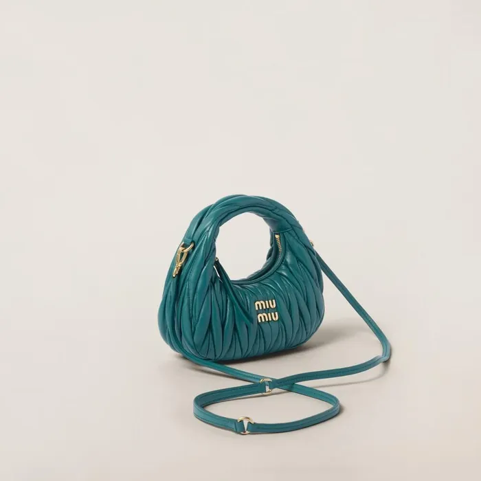 Women Mini Bags Miu Miu Wander Matelass Nappa Leather Hobo Minibag Lagoon Blue Women Mini Bags Miu Miu Wander Matelass Nappa Leather Hobo Minibag Lagoon Blue