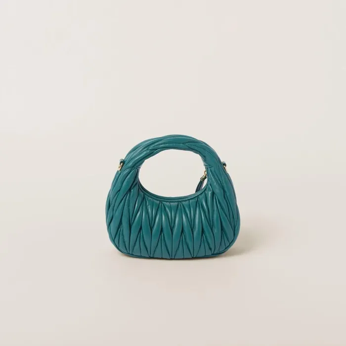 Women Mini Bags Miu Miu Wander Matelass Nappa Leather Hobo Minibag Lagoon Blue Women Mini Bags Miu Miu Wander Matelass Nappa Leather Hobo Minibag Lagoon Blue