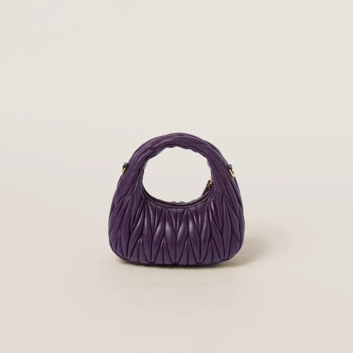 Women Mini Bags Miu Miu Wander Matelass Nappa Leather Hobo Minibag Violet Women Mini Bags Miu Miu Wander Matelass Nappa Leather Hobo Minibag Violet