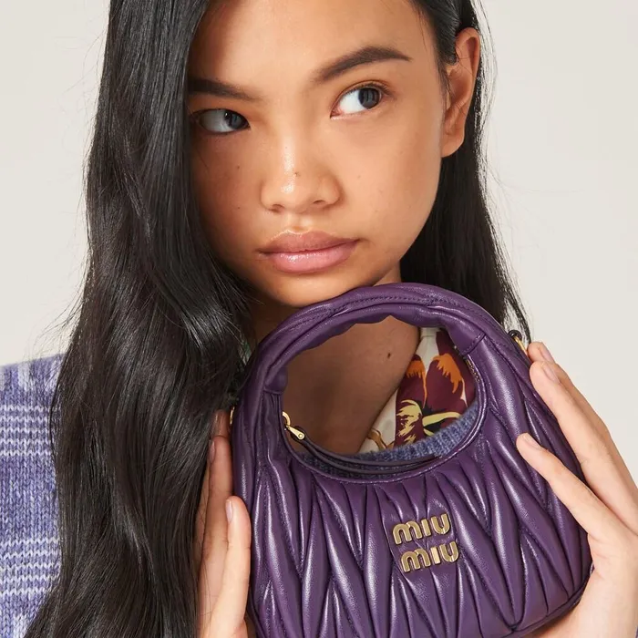 Women Mini Bags Miu Miu Wander Matelass Nappa Leather Hobo Minibag Violet Women Mini Bags Miu Miu Wander Matelass Nappa Leather Hobo Minibag Violet
