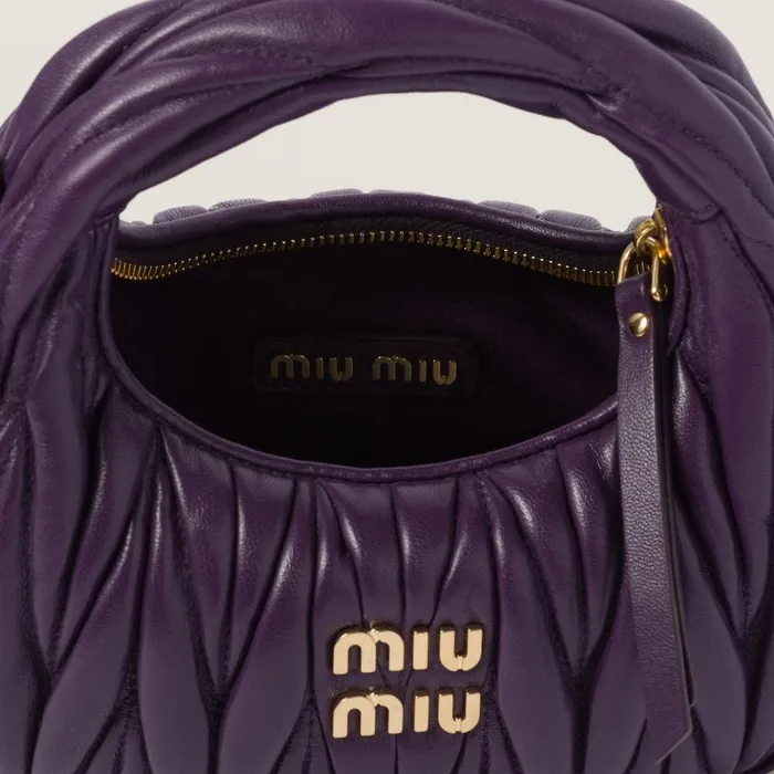 Women Mini Bags Miu Miu Wander Matelass Nappa Leather Hobo Minibag Violet Women Mini Bags Miu Miu Wander Matelass Nappa Leather Hobo Minibag Violet