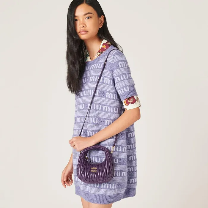 Women Mini Bags Miu Miu Wander Matelass Nappa Leather Hobo Minibag Violet Women Mini Bags Miu Miu Wander Matelass Nappa Leather Hobo Minibag Violet