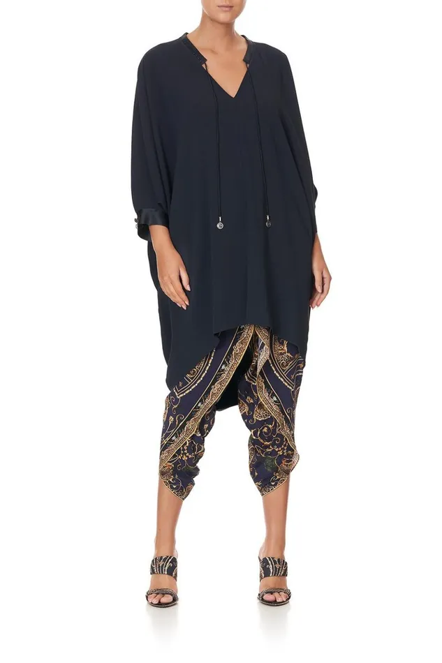 Women Mini Dresses Camilla VNeck Dress With Draped Back Solid Navy