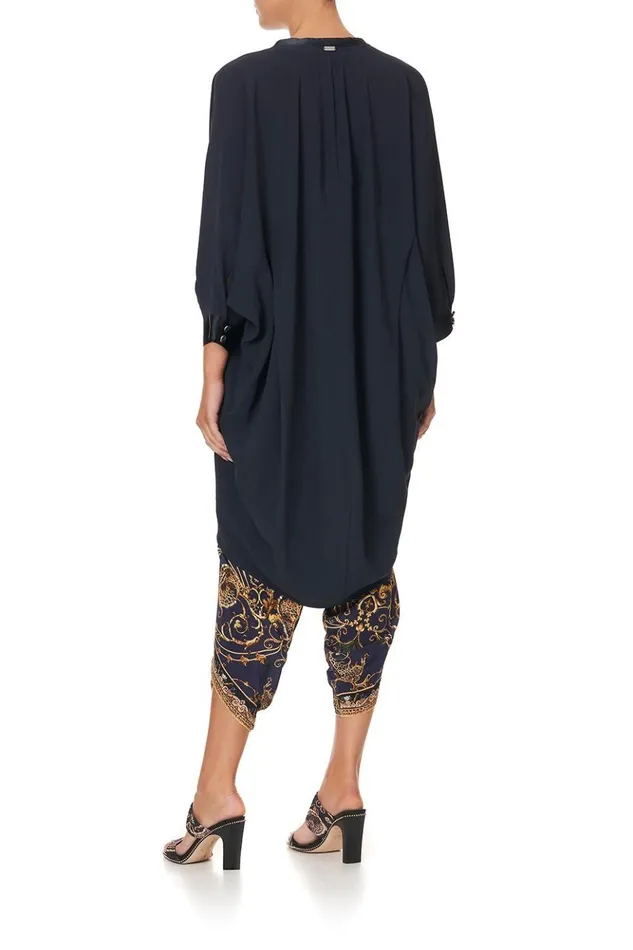 Women Mini Dresses Camilla VNeck Dress With Draped Back Solid Navy