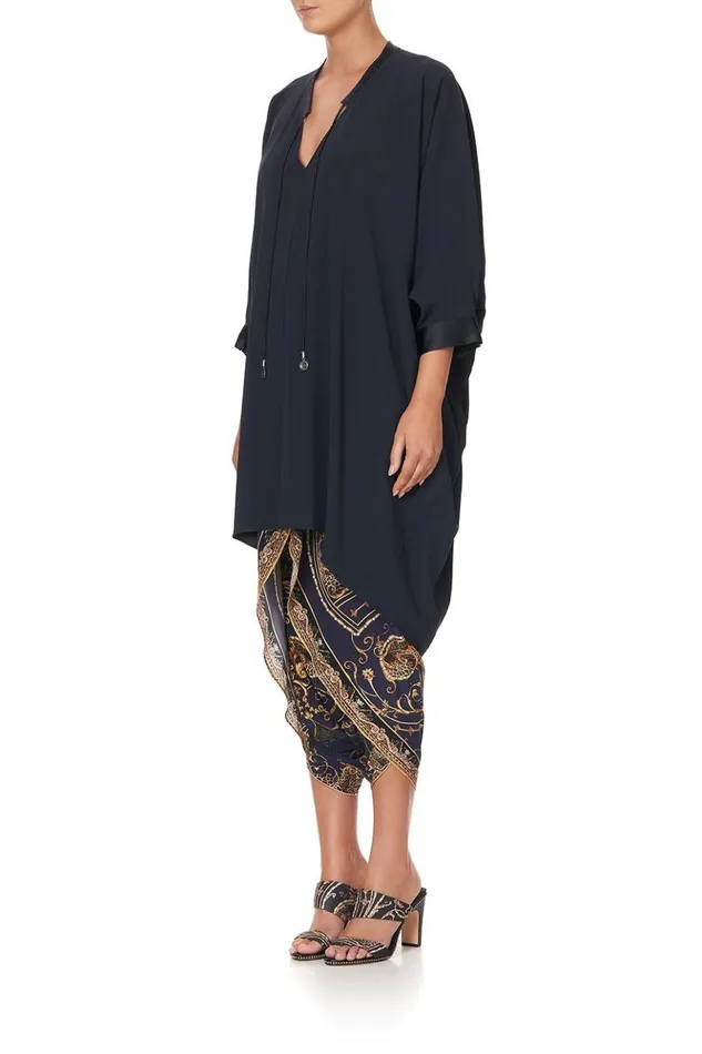 Women Mini Dresses Camilla VNeck Dress With Draped Back Solid Navy
