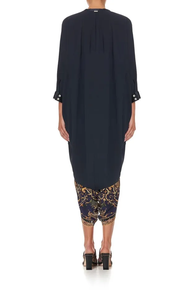 Women Mini Dresses Camilla VNeck Dress With Draped Back Solid Navy