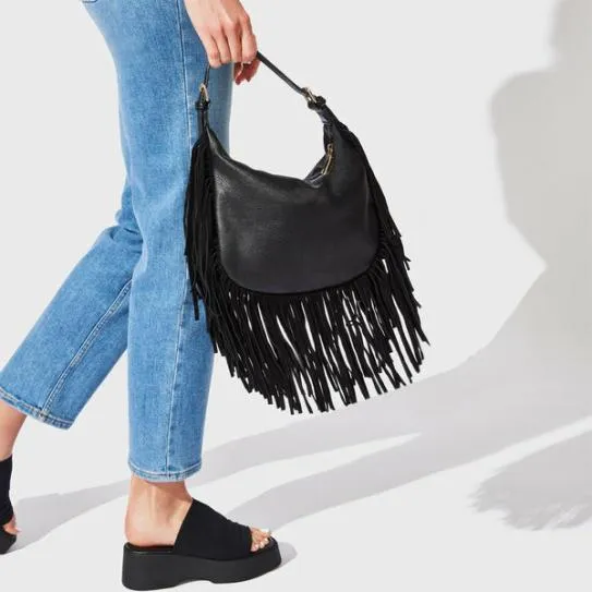 Women MINI FRINGE BAG BLACK Black Steve Madden Mini Bags Women MINI FRINGE BAG BLACK Black Steve Madden Mini Bags
