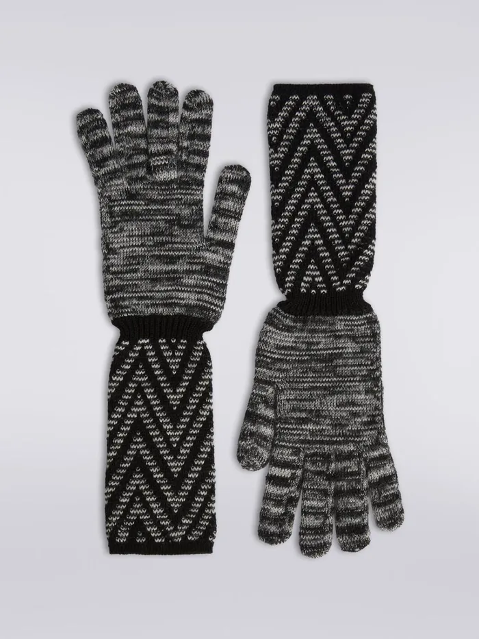 Women MultiWorked Wool And Mohair Knit Gloves Multicoloured Missoni Other Accessories