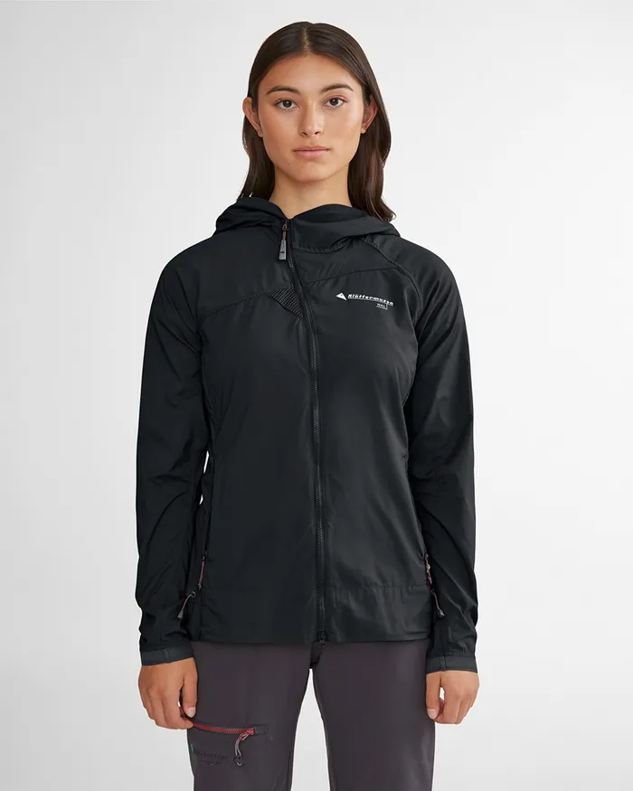 Women Nal Hooded Windbreaker Jacket Monkshood Blue Klttermusen Wind Resistant Jackets
