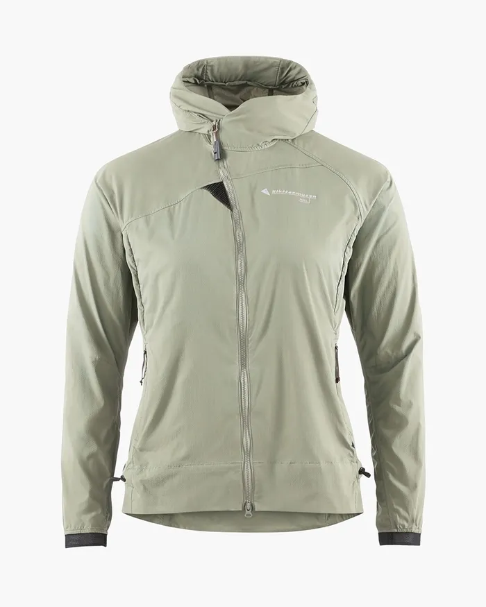 Women Nal Hooded Windbreaker Jacket Swamp Green Klttermusen Wind Resistant Jackets