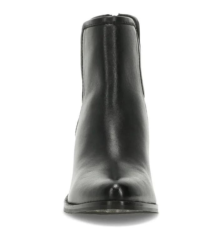 Women Nanny Block Heel Bootie Black Leather Baretraps Booties