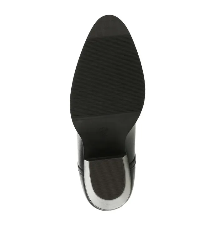 Women Nanny Block Heel Bootie Black Leather Baretraps Booties