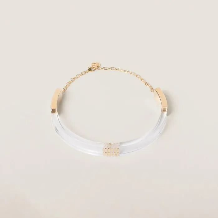 Women Necklaces Miu Miu Plexiglas And Metal Choker Goldtransparent