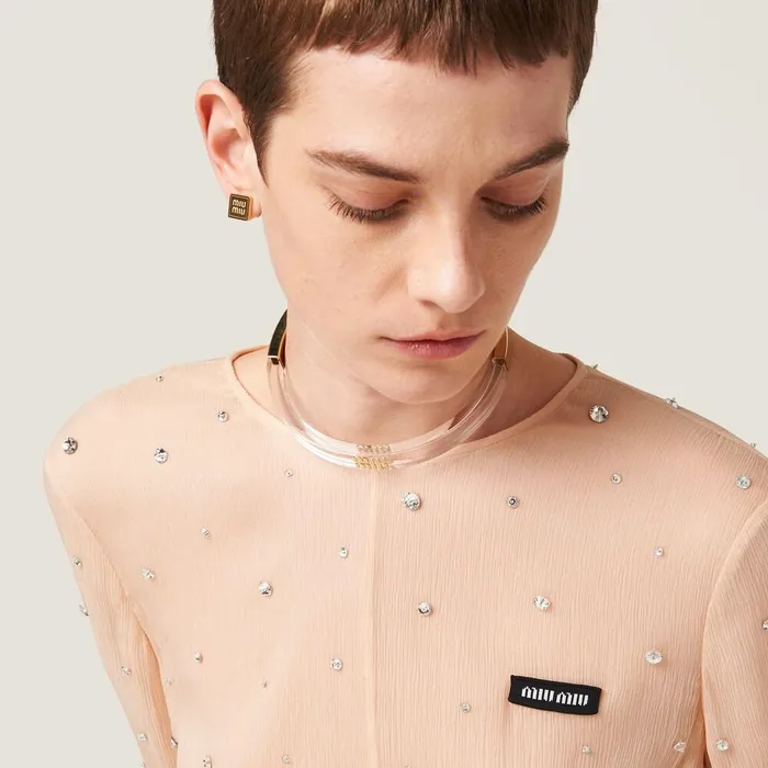 Women Necklaces Miu Miu Plexiglas And Metal Choker Goldtransparent Women Necklaces Miu Miu Plexiglas And Metal Choker Goldtransparent