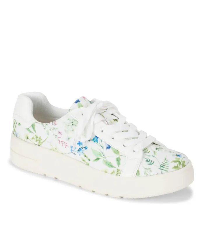 Women Nishelle Lace Up Sneaker Whitemulti Flower Canvas Baretraps Flats and Loafers