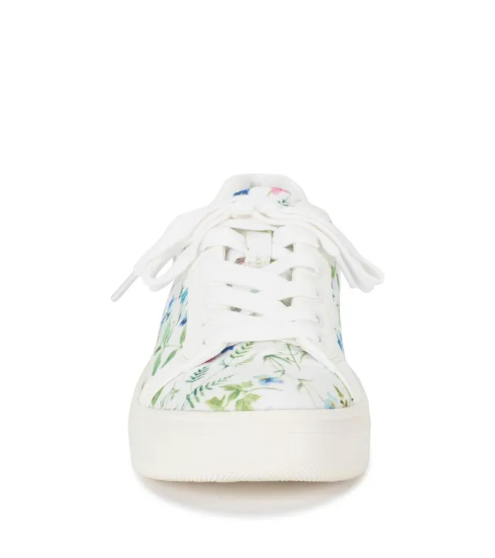 Women Nishelle Lace Up Sneaker Whitemulti Flower Canvas Baretraps Flats and Loafers