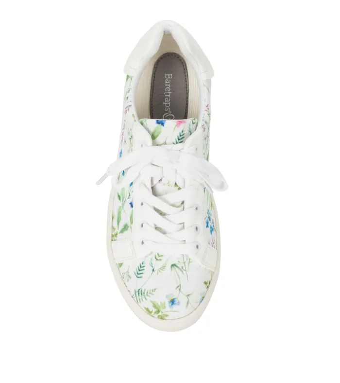 Women Nishelle Lace Up Sneaker Whitemulti Flower Canvas Baretraps Flats and Loafers
