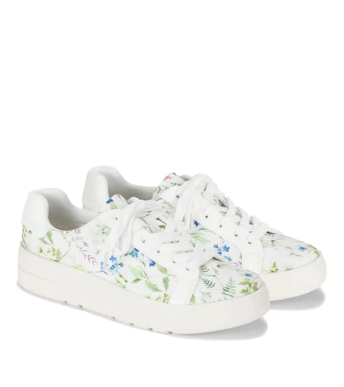 Women Nishelle Lace Up Sneaker Whitemulti Flower Canvas Baretraps Flats and Loafers