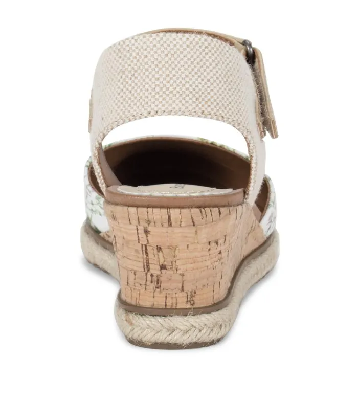 Women Ocean Closed Toe Wedge Sandal White Multi Flower Canvas Baretraps Wedge Sandals