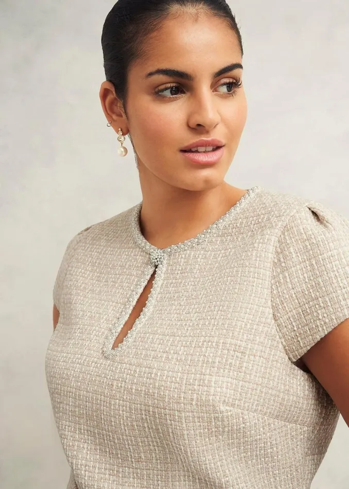 Women Oriana Tweed Dress Oyster Hobbs Dresses and Jumpsuits