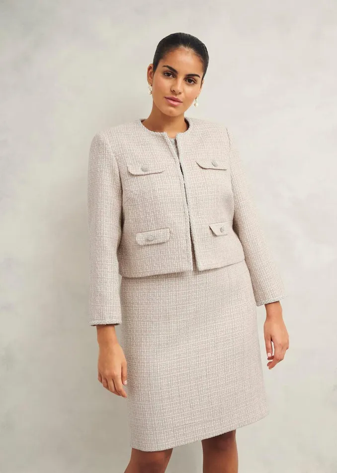 Women Oriana Tweed Jacket Oyster Hobbs Coats and Jackets