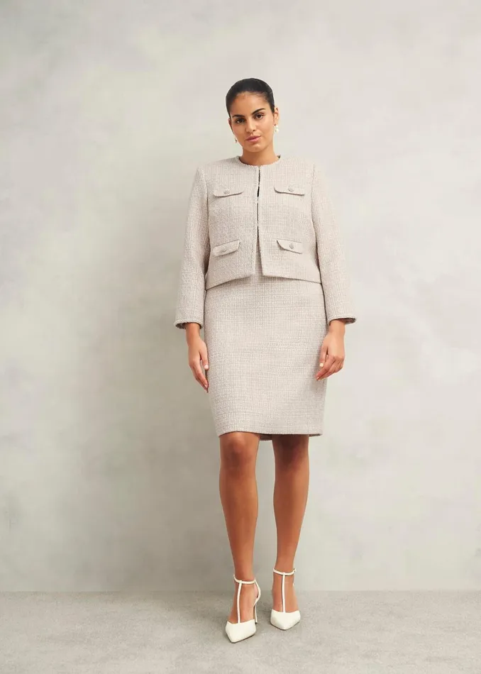 Women Oriana Tweed Jacket Oyster Hobbs Coats and Jackets