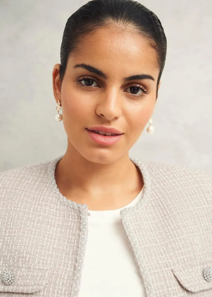 Women Oriana Tweed Jacket Oyster Hobbs Coats and Jackets