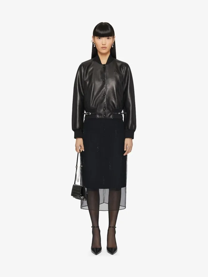 Women Outerwear and Blousons Givenchy Voyou Varsity Jacket In Leather Black