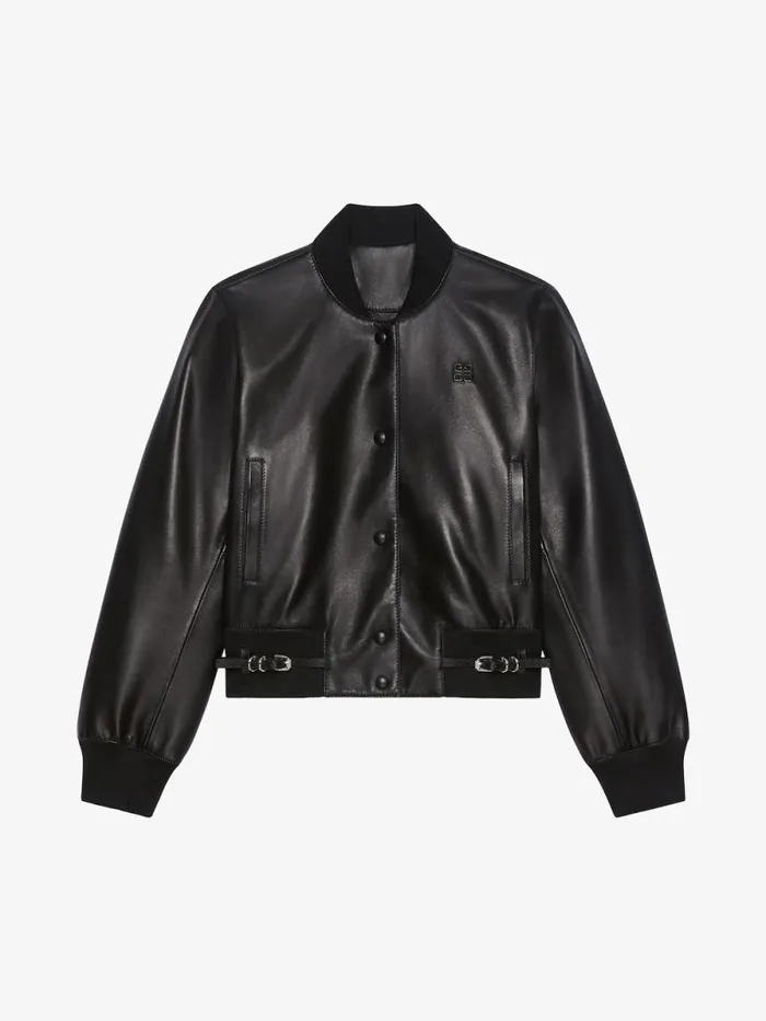 Women Outerwear and Blousons Givenchy Voyou Varsity Jacket In Leather Black
