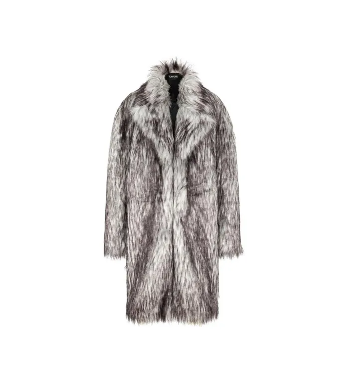 Women Outerwear Tom Ford Faux Fur Coat White Grey