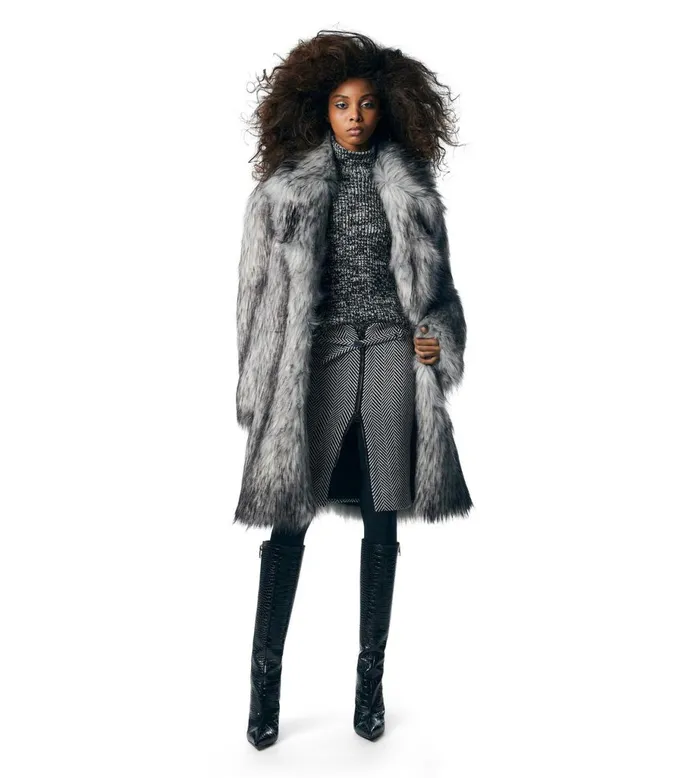 Women Outerwear Tom Ford Faux Fur Coat White Grey
