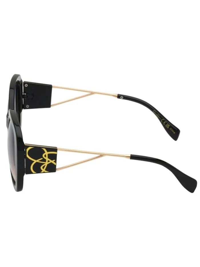 Women Oversized Oval Sunglasses In Black Jessica Simpson Earrings