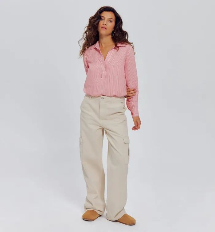 Women Oversized Striped Blouse 8211 Red Stripes Promod Shirts And Tunics Women Oversized Striped Blouse 8211 Red Stripes Promod Shirts And Tunics