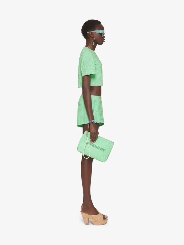 Women Pants and Shorts Givenchy Shorts In 4G Cotton Towelling Aqua Green