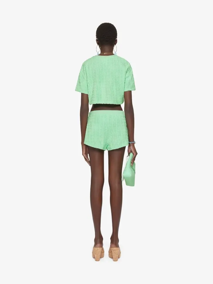 Women Pants and Shorts Givenchy Shorts In 4G Cotton Towelling Aqua Green