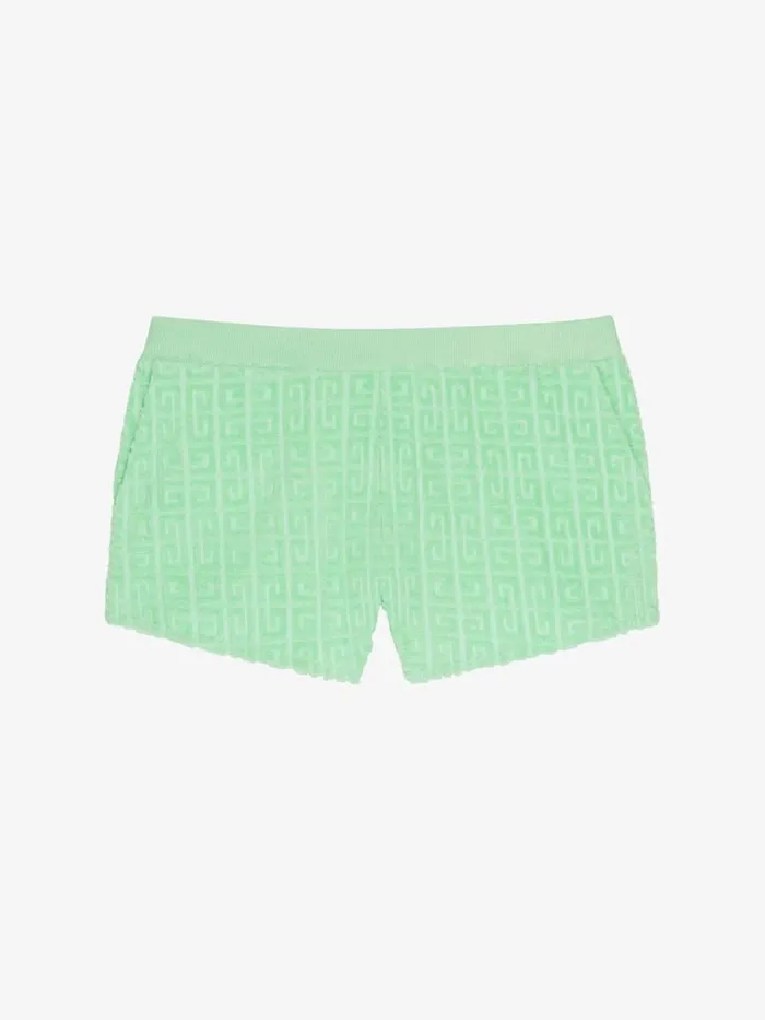 Women Pants and Shorts Givenchy Shorts In 4G Cotton Towelling Aqua Green